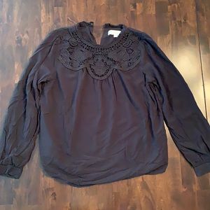 LOFT Black Long Sleeve Blouse, XS, like new